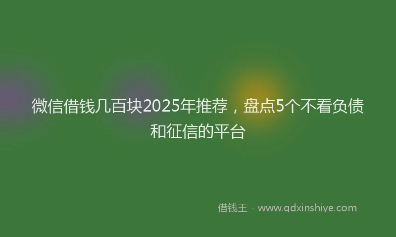 微信借钱几百块2025年推荐，盘点5个不看负债和征信的平台