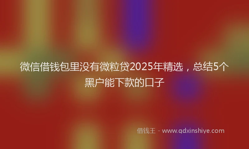 微信借钱包里没有微粒贷2025年精选，总结5个黑户能下款的口子