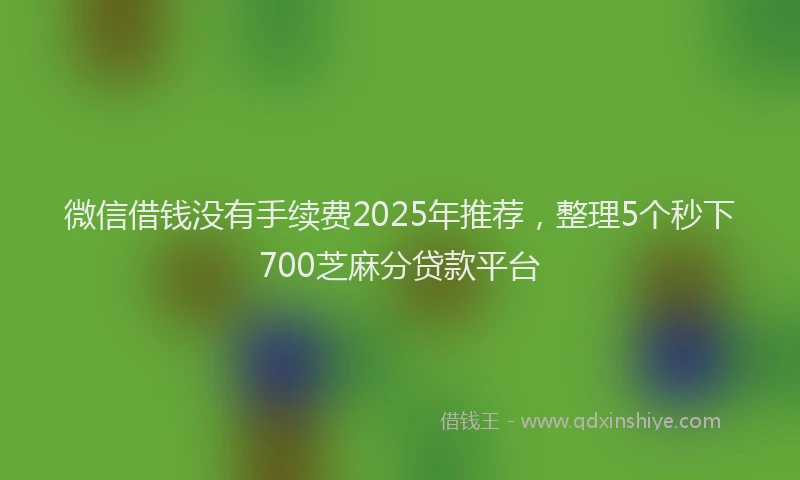 微信借钱没有手续费2025年推荐，整理5个秒下700芝麻分贷款平台