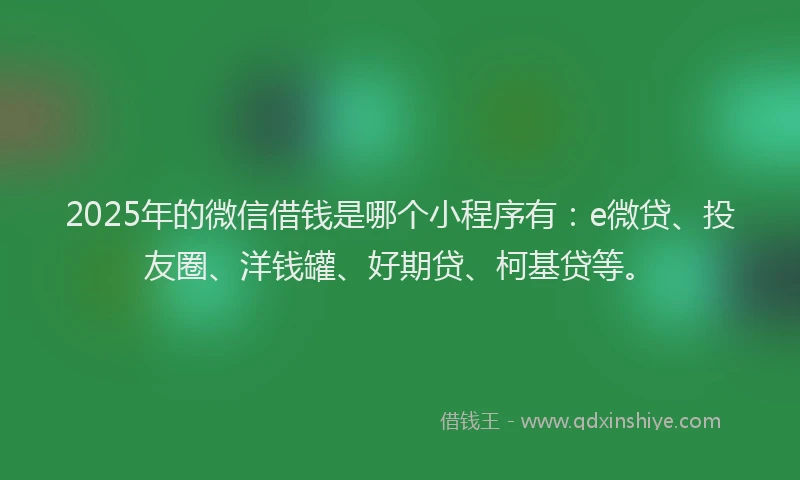 2025年的微信借钱是哪个小程序有：e微贷、投友圈、洋钱罐、好期贷、柯基贷等。