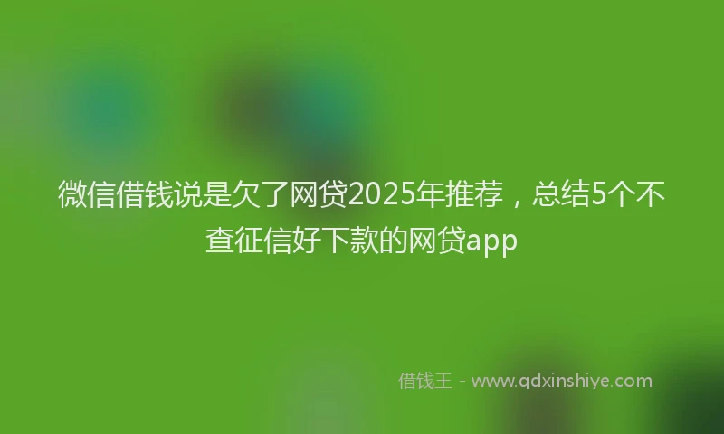 微信借钱说是欠了网贷2025年推荐，总结5个不查征信好下款的网贷app