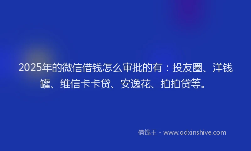 2025年的微信借钱怎么审批的有：投友圈、洋钱罐、维信卡卡贷、安逸花、拍拍贷等。