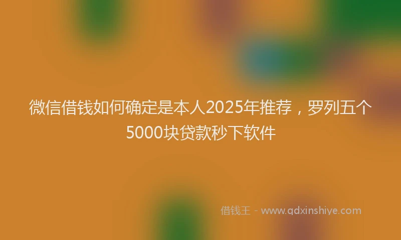 微信借钱如何确定是本人2025年推荐，罗列五个5000块贷款秒下软件