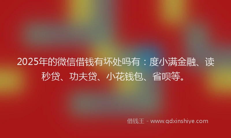 2025年的微信借钱有坏处吗有：度小满金融、读秒贷、功夫贷、小花钱包、省呗等。