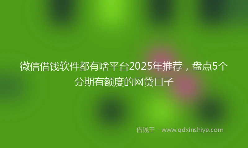 微信借钱软件都有啥平台2025年推荐，盘点5个分期有额度的网贷口子