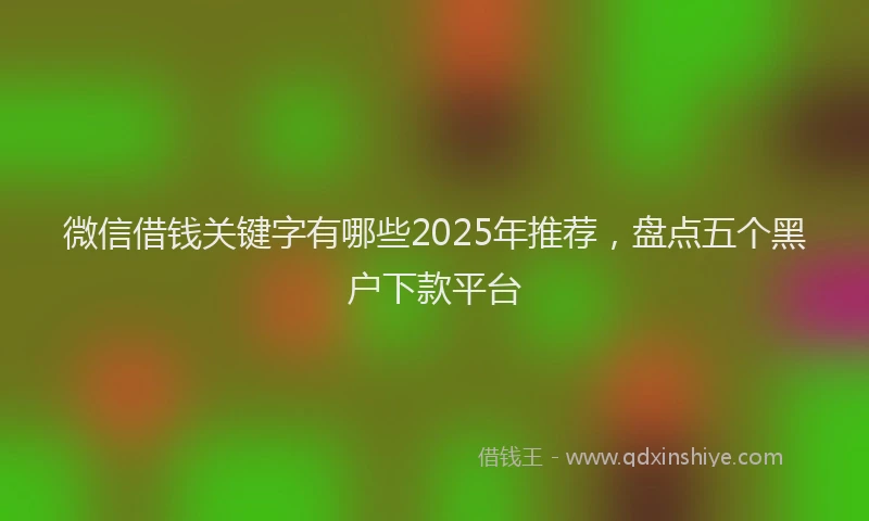 微信借钱关键字有哪些2025年推荐，盘点五个黑户下款平台