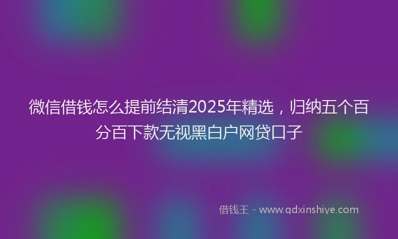 微信借钱怎么提前结清2025年精选，归纳五个百分百下款无视黑白户网贷口子