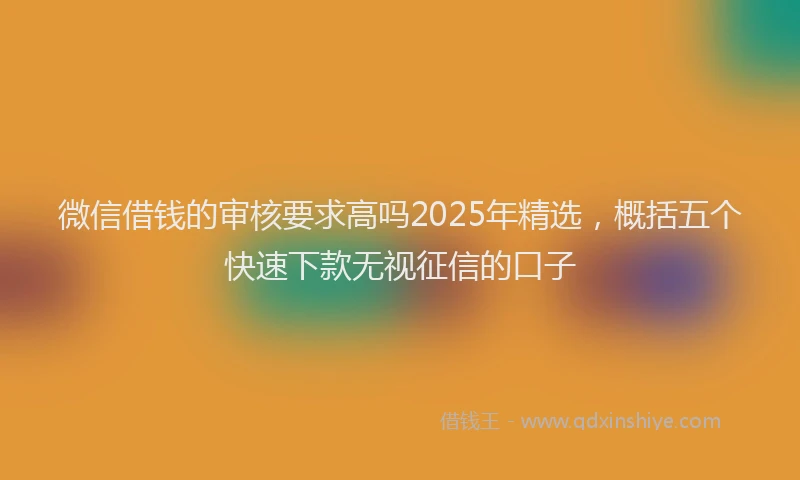 微信借钱的审核要求高吗2025年精选，概括五个快速下款无视征信的口子