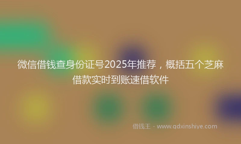 微信借钱查身份证号2025年推荐，概括五个芝麻借款实时到账速借软件