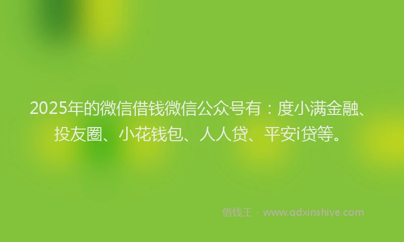 2025年的微信借钱微信公众号有：度小满金融、投友圈、小花钱包、人人贷、平安i贷等。
