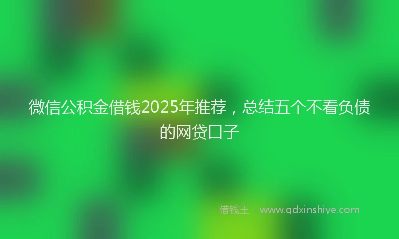 微信公积金借钱2025年推荐，总结五个不看负债的网贷口子