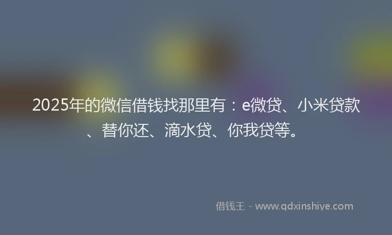 2025年的微信借钱找那里有：e微贷、小米贷款、替你还、滴水贷、你我贷等。