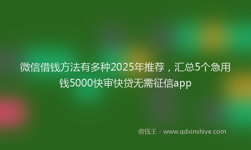 微信借钱方法有多种2025年推荐，汇总5个急用钱5000快审快贷无需征信app