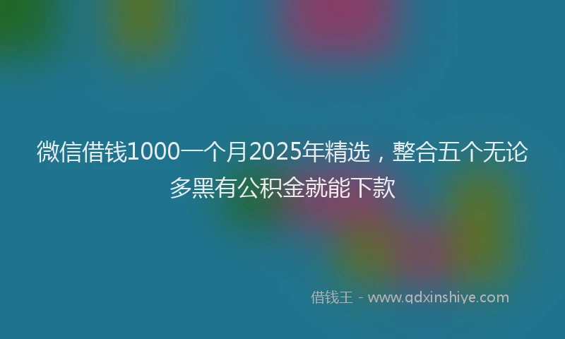 微信借钱1000一个月2025年精选，整合五个无论多黑有公积金就能下款