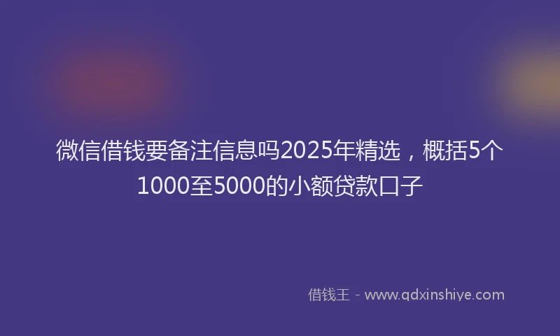微信借钱要备注信息吗2025年精选，概括5个1000至5000的小额贷款口子