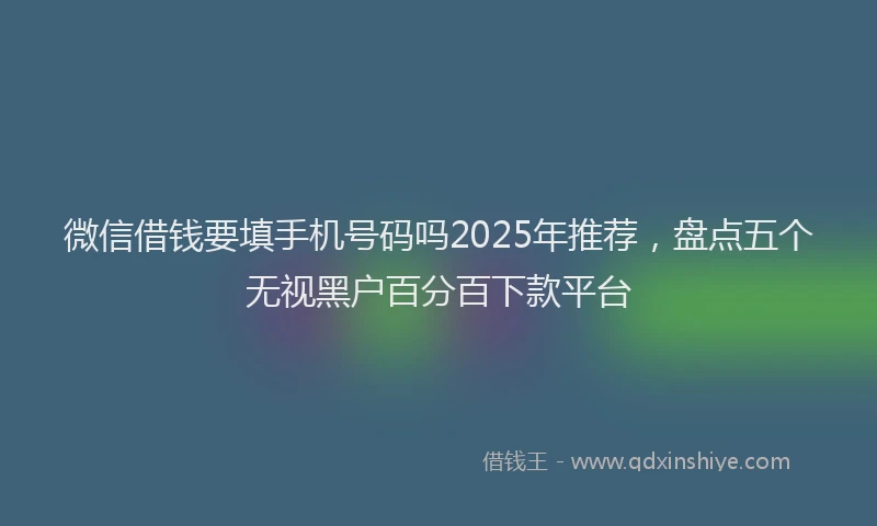 微信借钱要填手机号码吗2025年推荐，盘点五个无视黑户百分百下款平台