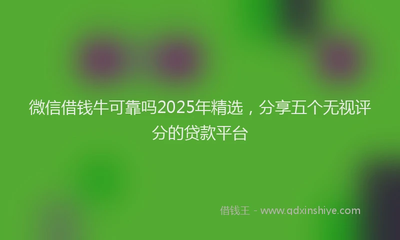 微信借钱牛可靠吗2025年精选，分享五个无视评分的贷款平台