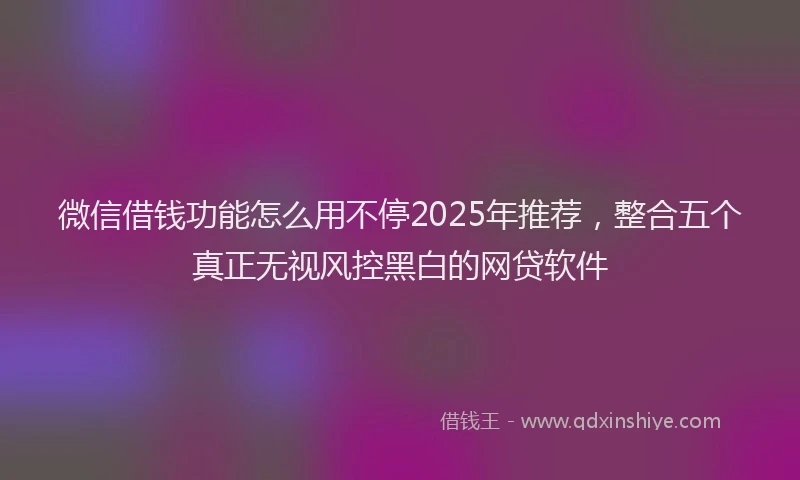 微信借钱功能怎么用不停2025年推荐，整合五个真正无视风控黑白的网贷软件