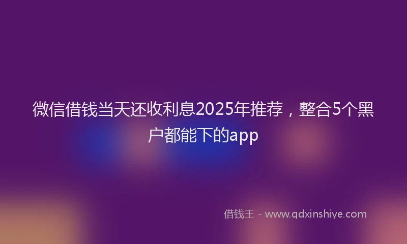 微信借钱当天还收利息2025年推荐，整合5个黑户都能下的app