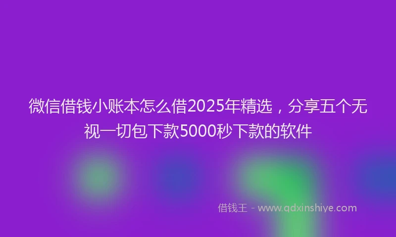 微信借钱小账本怎么借2025年精选，分享五个无视一切包下款5000秒下款的软件