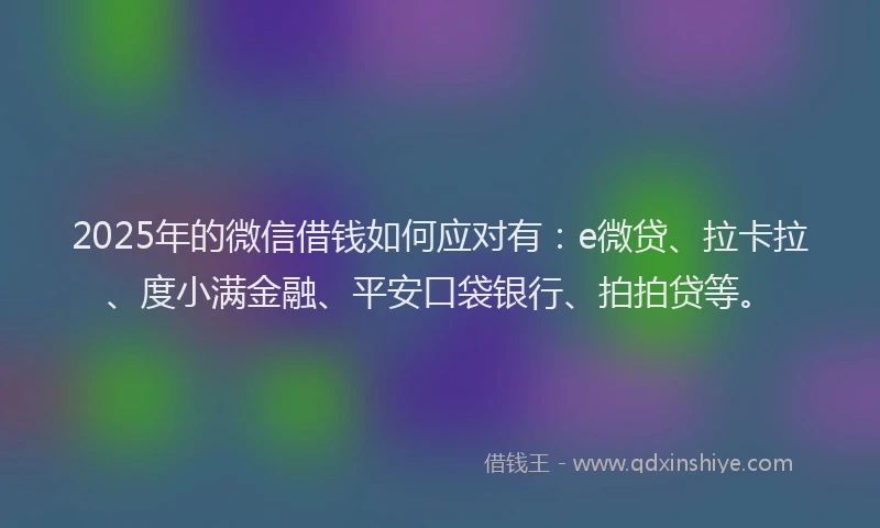 2025年的微信借钱如何应对有：e微贷、拉卡拉、度小满金融、平安口袋银行、拍拍贷等。