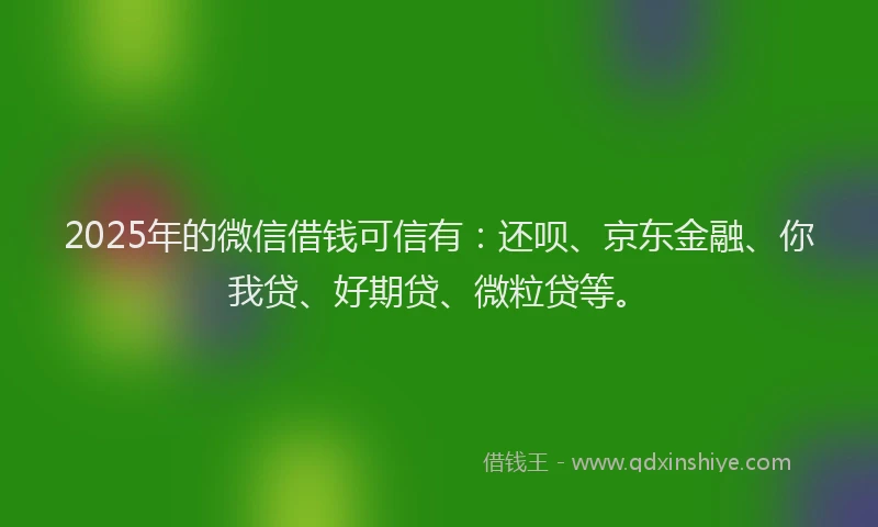 2025年的微信借钱可信有：还呗、京东金融、你我贷、好期贷、微粒贷等。