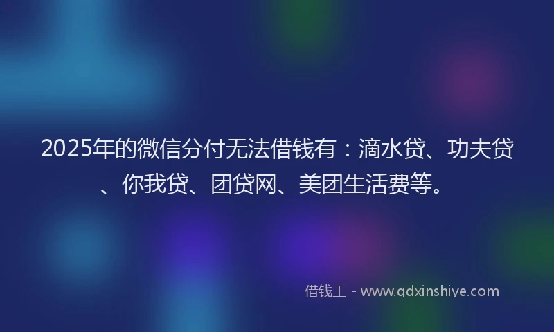 2025年的微信分付无法借钱有：滴水贷、功夫贷、你我贷、团贷网、美团生活费等。