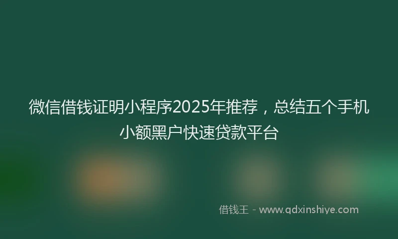 微信借钱证明小程序2025年推荐，总结五个手机小额黑户快速贷款平台
