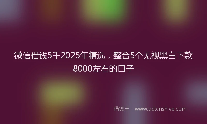 微信借钱5千2025年精选，整合5个无视黑白下款8000左右的口子