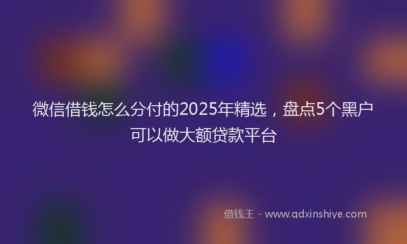 微信借钱怎么分付的2025年精选，盘点5个黑户可以做大额贷款平台