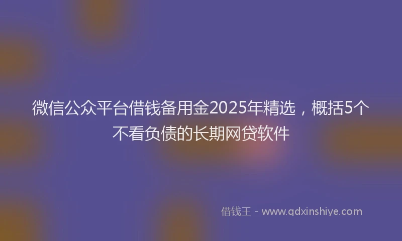 微信公众平台借钱备用金2025年精选，概括5个不看负债的长期网贷软件