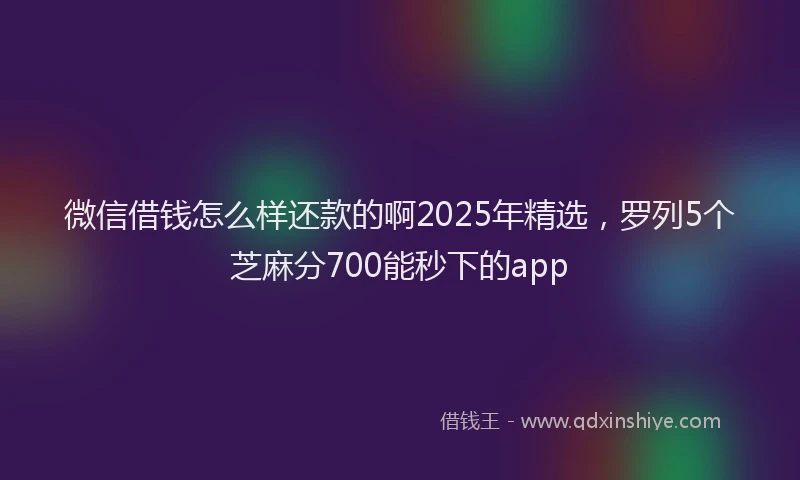 微信借钱怎么样还款的啊2025年精选，罗列5个芝麻分700能秒下的app