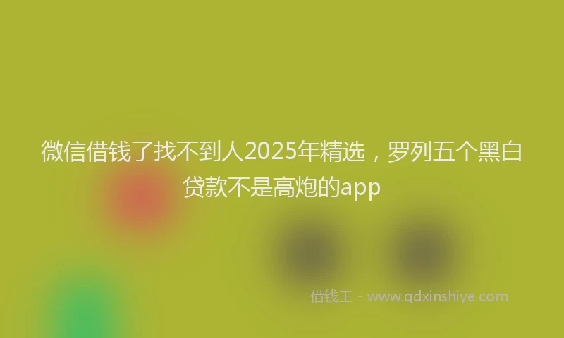 微信借钱了找不到人2025年精选，罗列五个黑白贷款不是高炮的app