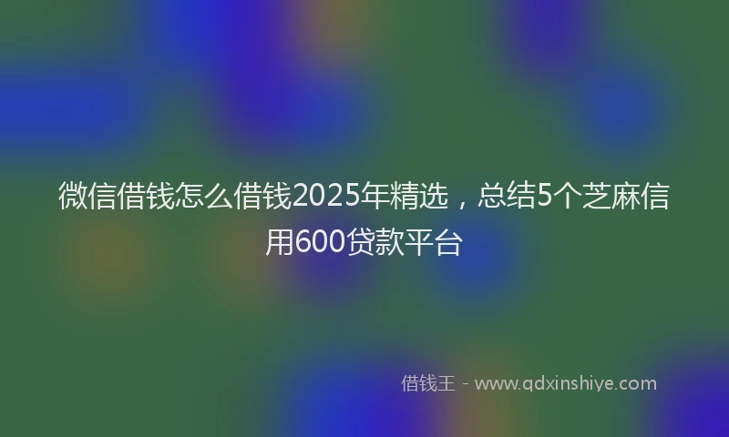 微信借钱怎么借钱2025年精选，总结5个芝麻信用600贷款平台