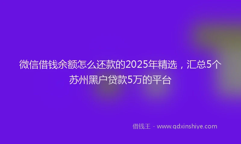 微信借钱余额怎么还款的2025年精选，汇总5个苏州黑户贷款5万的平台