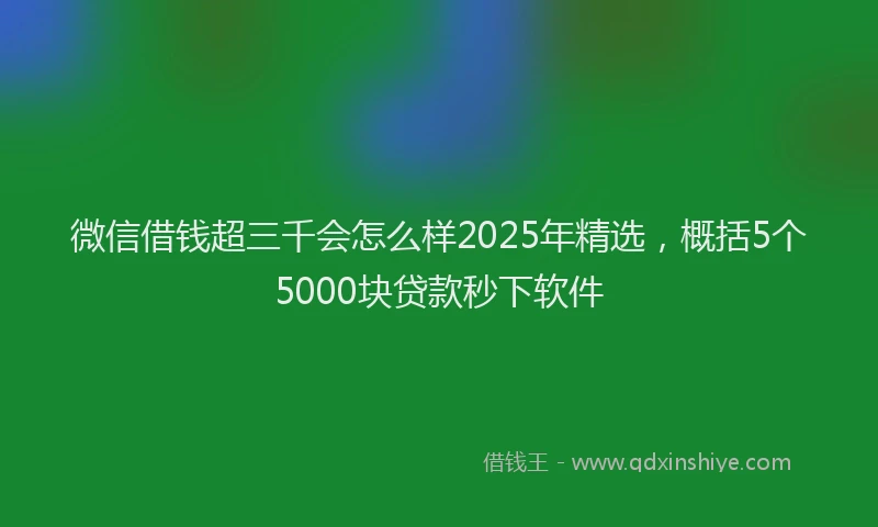 微信借钱超三千会怎么样2025年精选，概括5个5000块贷款秒下软件