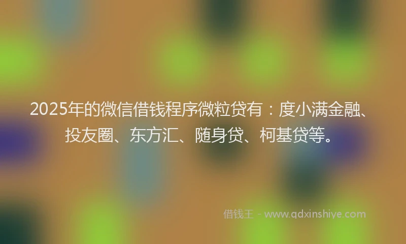 2025年的微信借钱程序微粒贷有：度小满金融、投友圈、东方汇、随身贷、柯基贷等。
