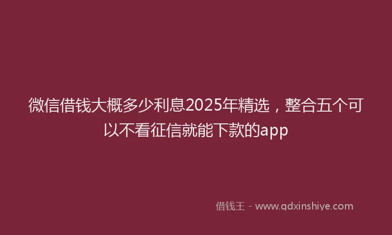 微信借钱大概多少利息2025年精选，整合五个可以不看征信就能下款的app
