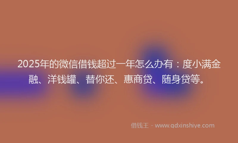 2025年的微信借钱超过一年怎么办有：度小满金融、洋钱罐、替你还、惠商贷、随身贷等。