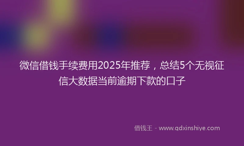 微信借钱手续费用2025年推荐，总结5个无视征信大数据当前逾期下款的口子