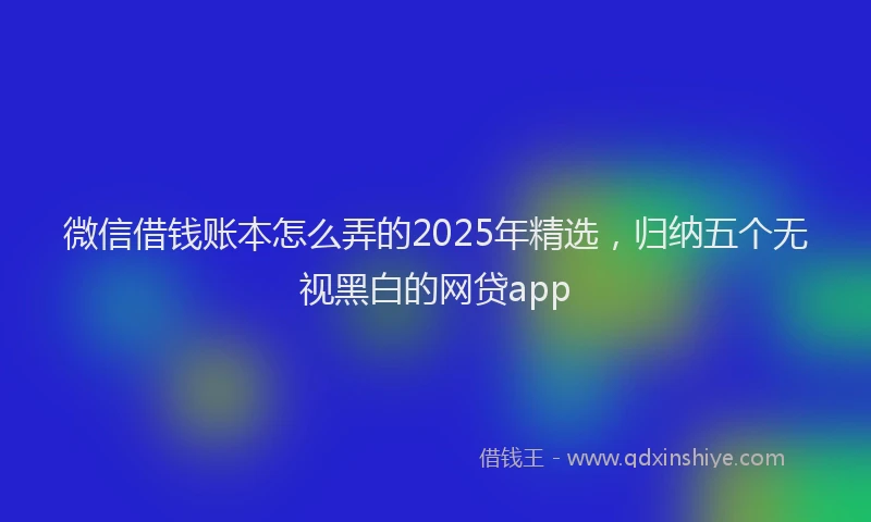 微信借钱账本怎么弄的2025年精选，归纳五个无视黑白的网贷app