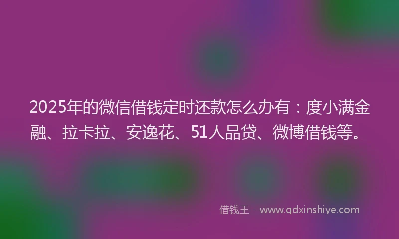 2025年的微信借钱定时还款怎么办有：度小满金融、拉卡拉、安逸花、51人品贷、微博借钱等。