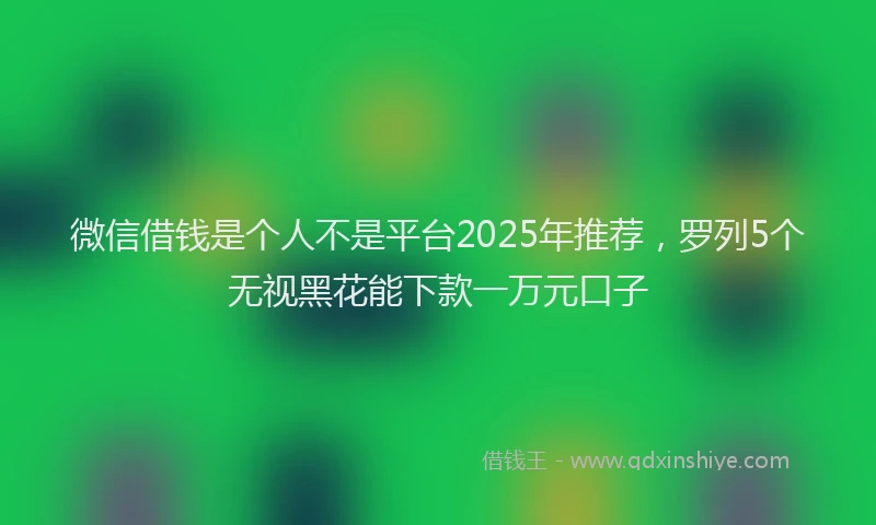 微信借钱是个人不是平台2025年推荐，罗列5个无视黑花能下款一万元口子