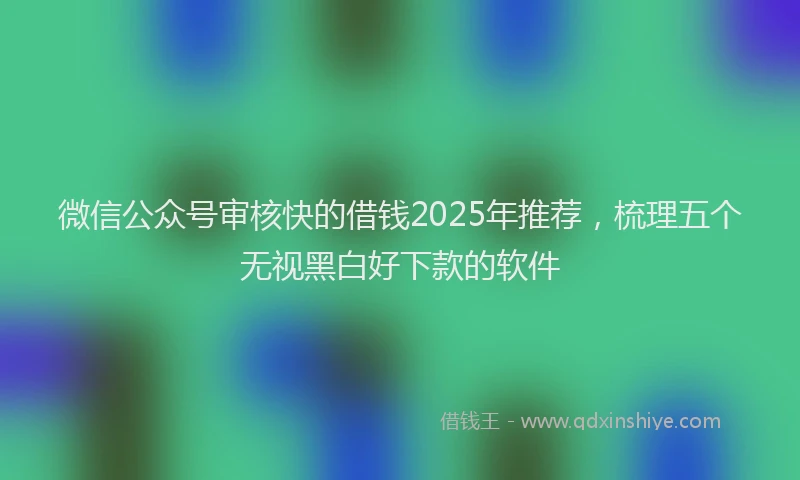 微信公众号审核快的借钱2025年推荐，梳理五个无视黑白好下款的软件