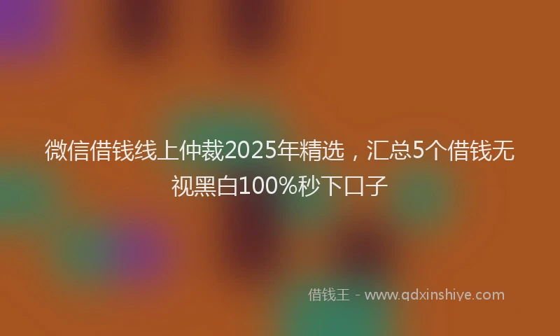 微信借钱线上仲裁2025年精选，汇总5个借钱无视黑白100%秒下口子