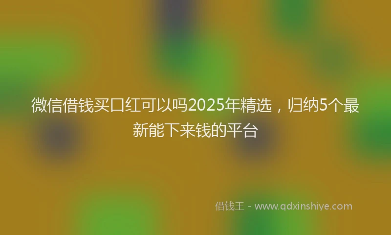 微信借钱买口红可以吗2025年精选，归纳5个最新能下来钱的平台