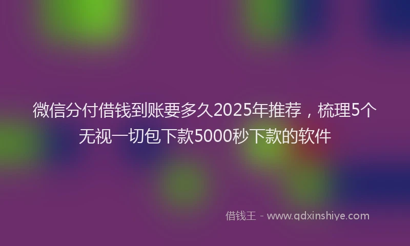 微信分付借钱到账要多久2025年推荐，梳理5个无视一切包下款5000秒下款的软件