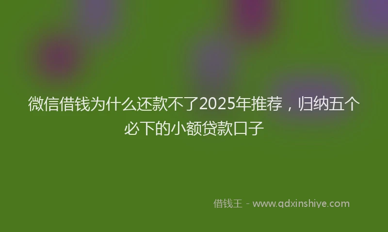 微信借钱为什么还款不了2025年推荐，归纳五个必下的小额贷款口子