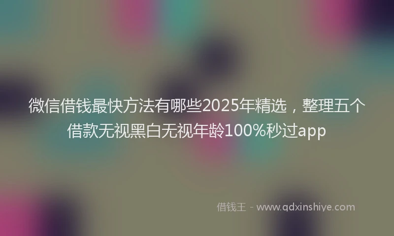 微信借钱最快方法有哪些2025年精选，整理五个借款无视黑白无视年龄100%秒过app