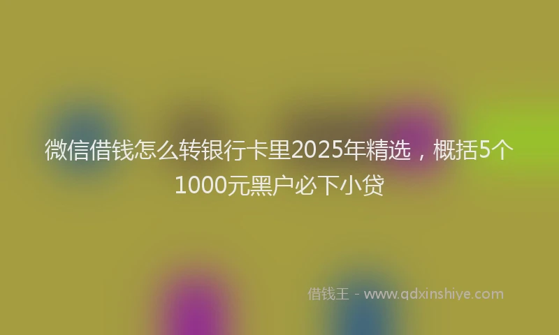 微信借钱怎么转银行卡里2025年精选，概括5个1000元黑户必下小贷